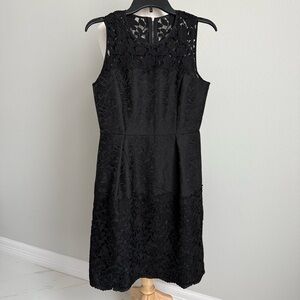 White House Black Market Sleeveless Black Brocade & Lace Dress